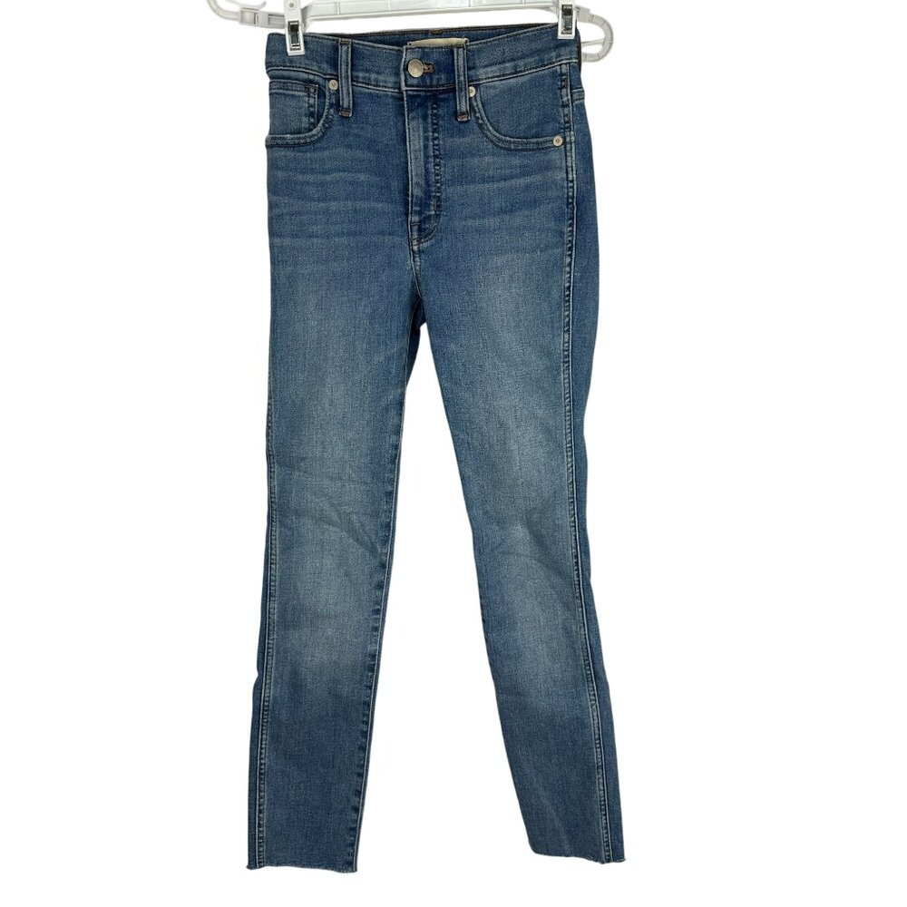 Madewell Womens 10 Inch High Rise Skinny Jeans Size 23 Raw Hem Blue Denim